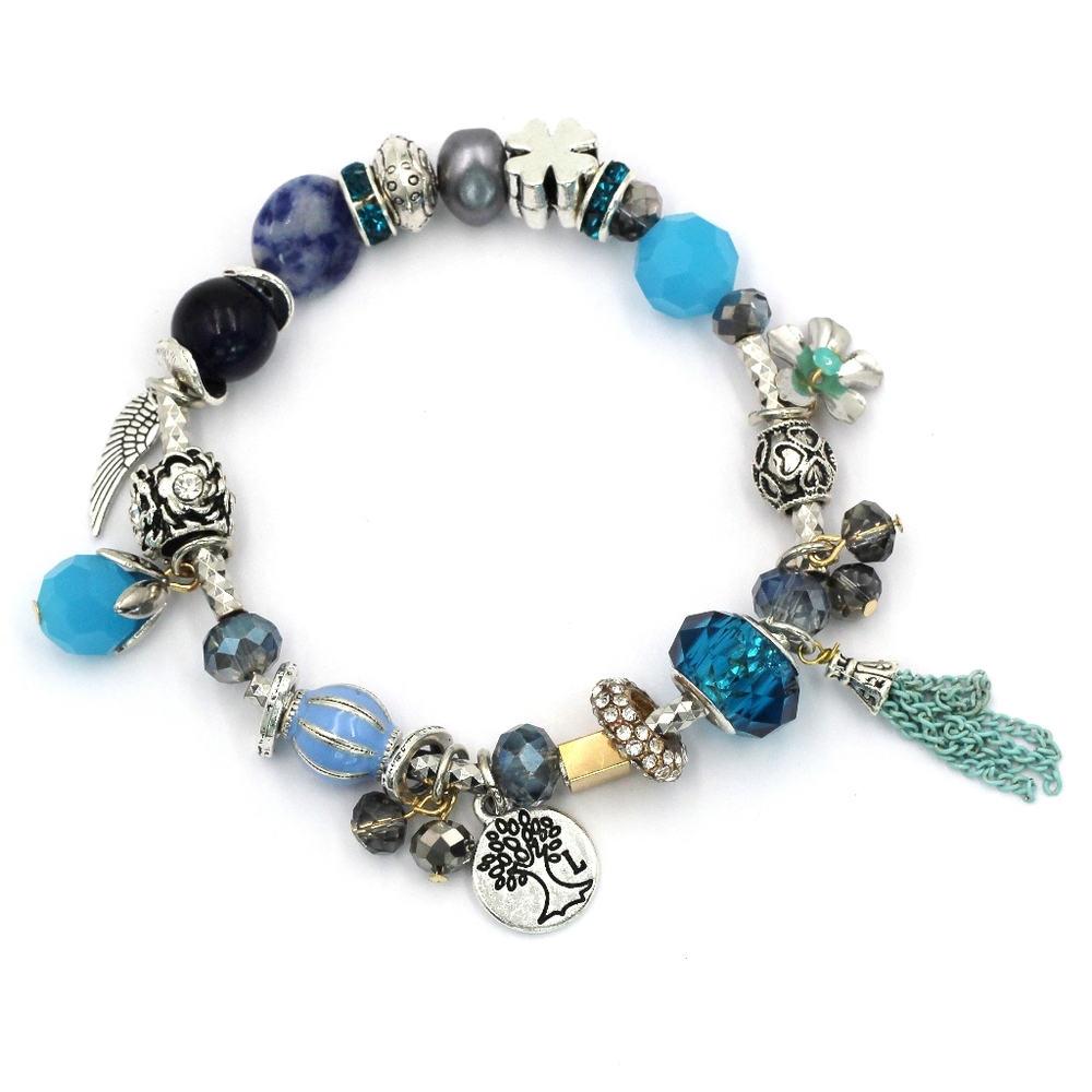 Blue colorful lucky bead bracelet